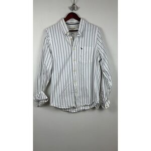 Abercrombie & Fitch Mens XL Muscle Fit Striped Button Down Shirt Blue White Y2K